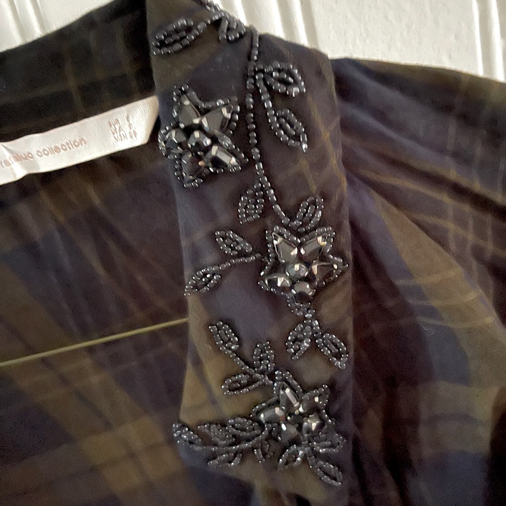 Zara flannel beaded top